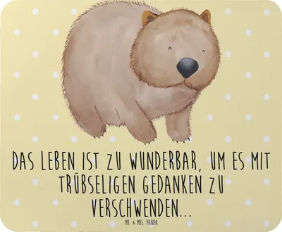Produktbild von Mr. & Mrs. Panda Mouse Pad Wombat - Gelb Pastell - Geschenk, laptop mousepad, pc mauspad, Spruch, Das Leben Ist schön, computermatte, Australien, Motivation