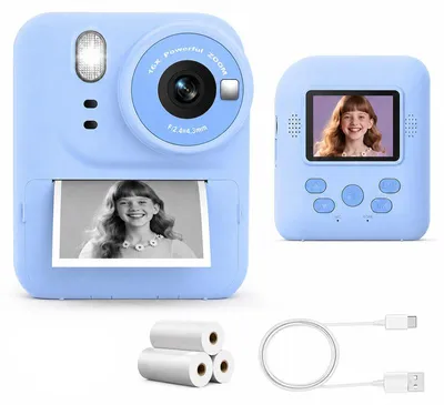 Produktbild von Kinder Sofortbildkamera 1080P – SD-Karte, 3 Rollen Papier, Selfie | Digitale Videokamera mit Spielen