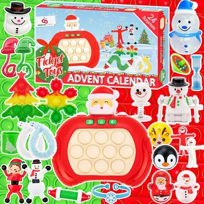 Adventskalender 2026, 24 Überraschungen, bunt, Kunststoff, Weihnachten