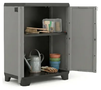 Produktbild von Dmora Gartenschrank Cochrane 68x39x90h cm Grau, ein Regal Flügeltür