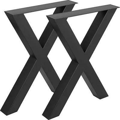 Produktbild von Tischbeine Tischgestell Metall 720x790mm Edelstahl Tischkufen Schwarz einfache Montage Tischbeine Metall schwarz