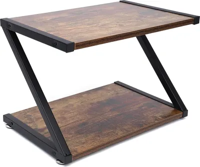Immagine prodotto di Scaffale per stampante a forma di Z - Supporto per stampante da scrivania - Due ripiani - Compatto e stabile - Dimensioni 44 x 28 x 29 cm