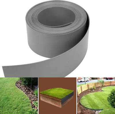 Produktbild von EINFEBEN  Rasenkante Kies Beeteinfassungen Mähkante Beetumrandung Gartens Oberkante Gartenwegen Beeteinfassung Gartenumrandung Rasenbegrenzung Grau 25M*12.5CM*0.2CM
