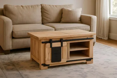 Produktbild von Truhe Akazienholz massiv natur Couchtisch 76 x 51 x 45 cm LIBRO II