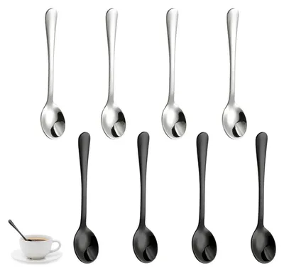 Immagine prodotto di Set di 8 cucchiaini per espresso, acciaio inossidabile, 7,5 cm, argento e nero