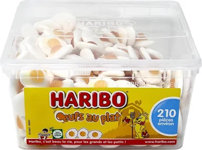 Produktbild von Haribo Oeufs au Plat Spiegeleier – Soft Kaubonbons in wiederverschließbarer Box