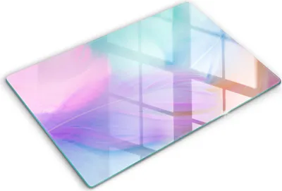 Produktbild von Glasschneideplatte - Herdabdeckplatte - 80x52 cm -Schneidebrett - Spritzschutz -Pastellfedern