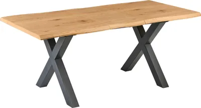Obrázek produktu pro BELIANI Rozkládací jídelní stůl hnědý MDF 140/180 cm 6místný nepravidelná deska stolu tmavé dřevo kovové nohy moderní styl jídelna