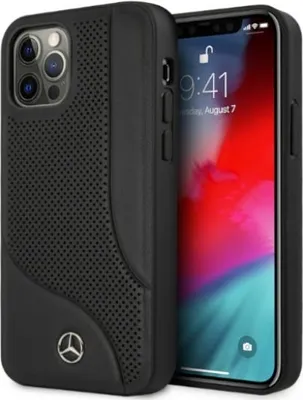 Obrázek produktu pro Kožené pouzdro Mercedes s perforovaným povrchem pro Apple iPhone 12 Pro