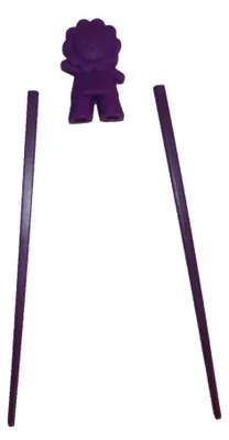 Produktbild von 075 Essstäbchen Chopsticks + 1 Clip Essstäbchenhelfer aus Gummi, Motiv Blumenkind lila