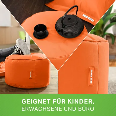 Produktbild von Green Bean® Sitzsack-Hocker "Stay" 45x25cm mit EPS-Perlen Füllung - Fußhocker Sitz-Pouf für Sitzsäcke - Fußablage Sitzkissen Sitzhocker Orange