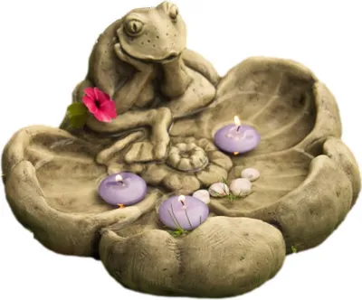 Produktbild von Schöne Vogeltränke Frosch aus Steinguss perfekt für den Garten die Terrasse oder den Vorgarten ist Witterungsbeständig und Neu 17cm H, 24-30010