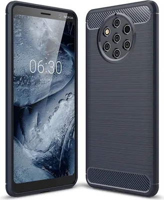 Produktbild von Nokia 9 Pure View TPU Case Carbon Fiber Optik Brushed Schutz Hülle Blau