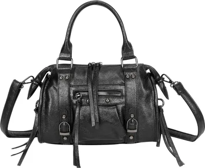 Image de Gallantry, sac bowling pour femmes avec bandoulière et bandes décoratives, noir