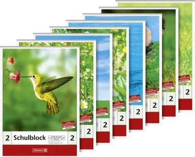 Produktbild von Schulblock A5 80g/qm 50 Blatt Lineatur 2 50 Blatt Motive sortiert Packung mit 10 Stück