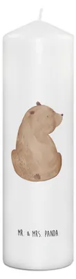 Produktbild von Mr. & Mrs. Panda Kerze Bär Schulterblick 29 x 8 cm XL - Weiß - Geschenk, Bedruckte, Erinnerungskerze, Selbstachtung, Teddy, Wachskerze, Bären, Weltansicht, Stumpenkerze