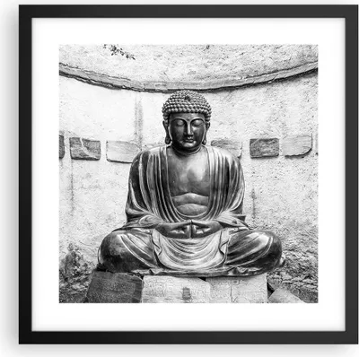 Produktbild von Gerahmtes Poster - Schwarzer Rahmen - Japanisch Buddha Statue - 40x40 cm - Wand Bild - Wanddeko - Wandbilder - Wandposter - Bilderrahmen - Bilder - Kunstdruck - Wandbild - P2BAC40x40-4329