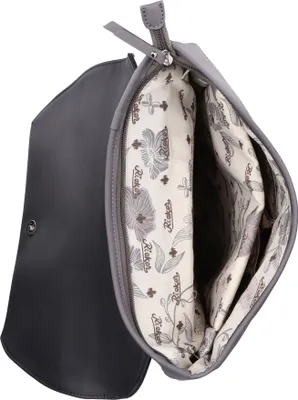 Produktbild von Rieker Damen Cityrucksack, Grau, H1391, Lasercut-Muster, Synthetik Textil, 33x41x11 cm, Reiß-/Magnetverschluss, gepolsterte Rückenpartie, verstellbare Schultergurte, Organizer, Laptopfach, 2 Hauptfächer, Reißverschlussfächer innen & hinten, helles Blumenmuster-Innenfutter, inkl. Staubbeutel