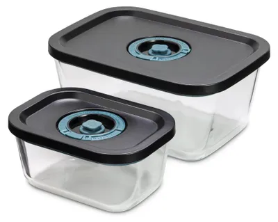 2er-Set Aufbewahrungsboxen Glas 0,47 l + 1,38 l transparent