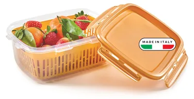 Immagine prodotto di Contenitori rettangolari Snips Veggie SnipsLock da 1,8 litri con cesto estraibile, confezione da 4