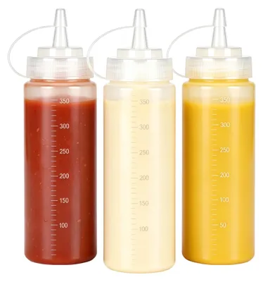 3er-Set 360 ml Quetschflaschen BPA-frei mit Deckel