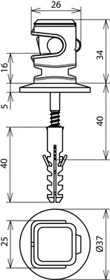 Produktbild von DEHN DEUTSCHLAND DEHN Leitungshalter H=16mm 204120 Dehnsnap grau mit Holzschraube