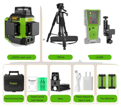 Produktbild von Huepar Laser-Nivelliergerät, 12 Linienprojektion, 5200mAh Akku , SET-3 Hauptfoto