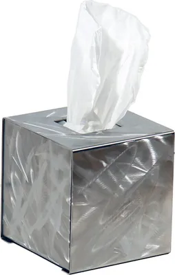 Produktbild von Tissue-Box, Papiertuchbox, Würfelbox aus Edelstahl mit Struktur-geschliffen