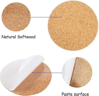 Image de Plaques de liège autocollantes - Usage polyvalent - 70 pièces - 9 x 9 cm - Liège naturel