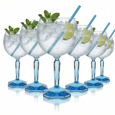 Produktbild von 6er Set Bombay Sapphire 0,68 l Ballongläser – Copa mit blauem Stiel für Gin Tonic