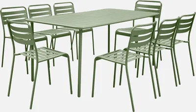 Produktbild von sweeek - Gartentisch Stahl 8 Stühle - Grün