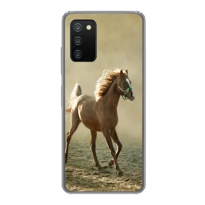 Produktbild von MuchoWow® Handyhülle Schutzhülle Hülle für Samsung Galaxy A03s Pferd - Sand - Nebel Silikon Softcase Handy Hülle - Schutz