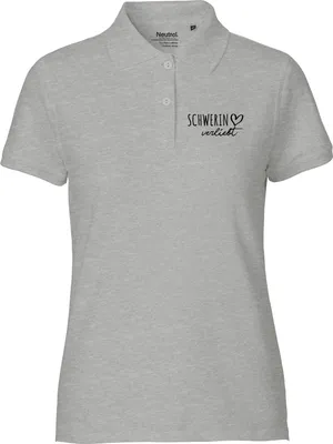 Produktbild von Huuraa Damen Polo Shirt Schwerin verliebt S Sport Grey Bio Baumwolle Fairtrade Poloshirt Geschenkidee