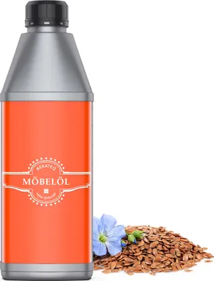 Produktbild von Möbel-Öl farblos 1L I Holz-Öl farblos für Innen & Außen I Leinöl-Firnis für Gartenmöbel & Terassenmöbel I für Tische, Stühle etc. I Wasser & schmutzabweisend I honigtönend