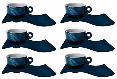 Image de Tasse à expresso avec soucoupe, mélamine, blanc marine - Série Living Lot de 6