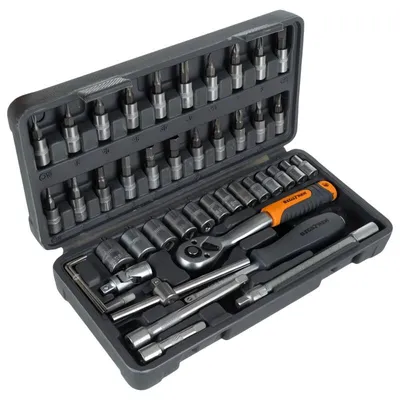 Immagine prodotto di Set di utensili Bigstretch, 46 pezzi, valigetta porta attrezzi, chiavi a bussola da 1/4" TORX
