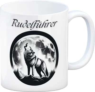 Produktbild von Wolf im Mondschein Rudelführer Kaffeebecher