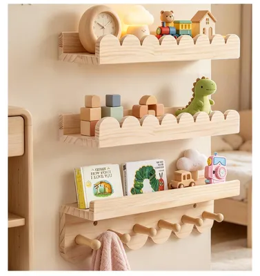 Kinder-Wandregal-Set aus Massivholz, 3er-Set, 40 cm