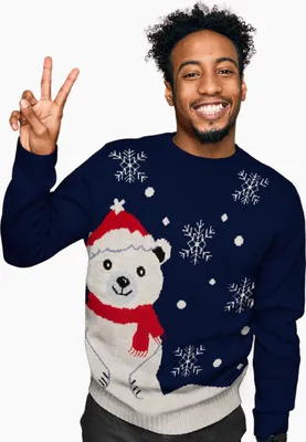 Produktbild von Winterpullover für Herren - Eisbär Winter Strick Pullover Sweatshirt Ugly Sweater Blau L