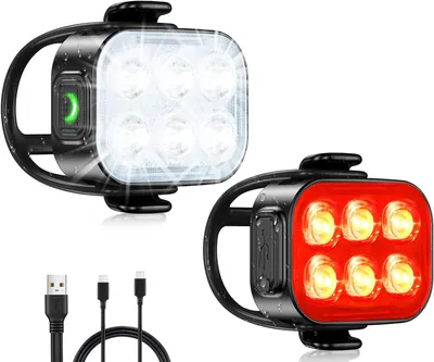Produktbild von Fahrradlicht-Set LED – Ultradünn – Wiederaufladbar über USB – Wasserdicht (IP65) – Vorder- und Rücklicht