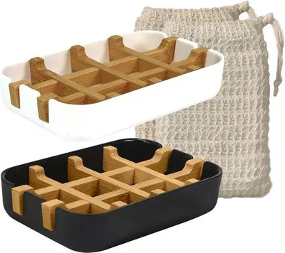 Image de Porte-savons durables en bambou, lot de 2, écologiques