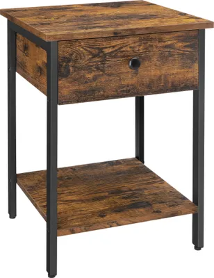 Produktbild von VASAGLE Nachttisch, Beistelltisch mit Schublade und Ablage, Vintage-Dunkelbraun