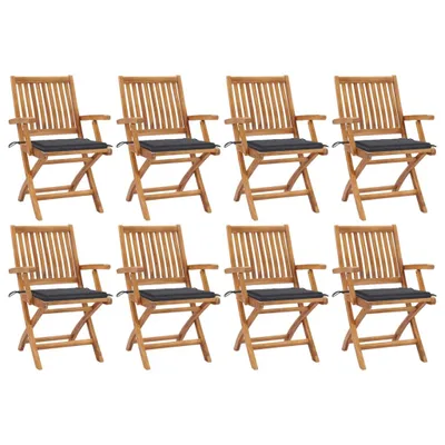 Produktbild von Maison Exclusive - Klappbare Gartenstühle mit Kissen 8 Stk. Massivholz Teak
