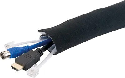 Produktbild von SCHWAIGER KS300 Kabelschlauch aus Neopren mit Klettverschluss zum ordnen von Kabeln Schutz vor Feuchtigkeit und Tierbissen individuell kürzbar