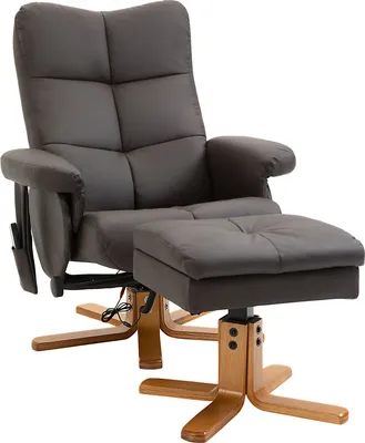 Produktbild von HOMCOM Relaxsessel mit Liegefunktion Massagesessel mit Fußhocker Fernsehsessel TV Sessel 145°-Neigung Liegesessel Ergonomischer Stuhl mit 10 Vibrationpunkte Kunstleder Braun 80 x 86 x 99 cm