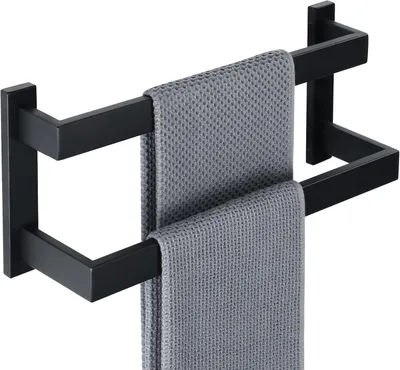 Produktbild von Handtuchhalter 40 cm, doppelstängig, Wandmontage, schwarz, Edelstahl 304, für Bad