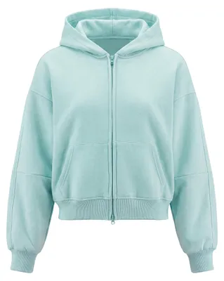 Produktbild von Damen Strickhoodie mit Kapuze und Reißverschluss, reguläre Passform, blau, Größe L