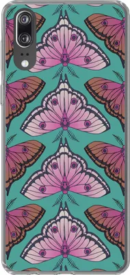 Produktbild von MuchoWow® Handyhülle Schutzhülle Hülle für Telefoonhoesje Huawei P20 Mädchen - Motten - Insekten - Muster - Mädchen - Kinder - Kinder - Kinder - Mädchen Silikon Softcase Handy Hülle - Hardcover