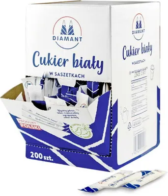 Zdjęcie produktu dla Diamant Cukier biały w saszetkach 1 kg (200 sztuk) x 2 sztuki