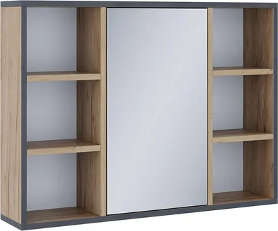 Obrázek produktu pro Koupelnová zrcadlová skříňka Vicco Stephan Zlatý mocný dub 80 x 59.2 cm S policemi a zrcadlovými dveřmi, Model 56212